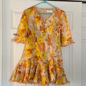 Zimmermann Orange and Yellow Mini Dress